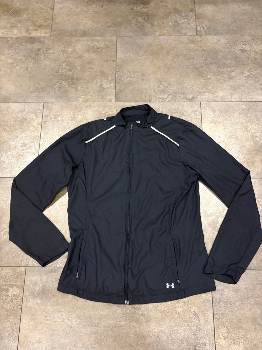 Under Armour Black Performance Full-Zip Jacket with White Reflective Accents